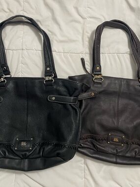 The Sak black and brown  Leather Totes with Multicolor Floral Lining